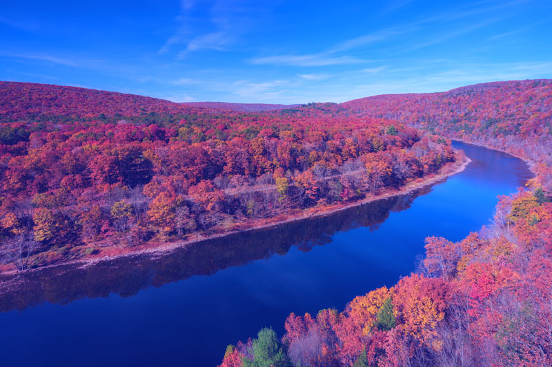 The Delaware River in autumn.